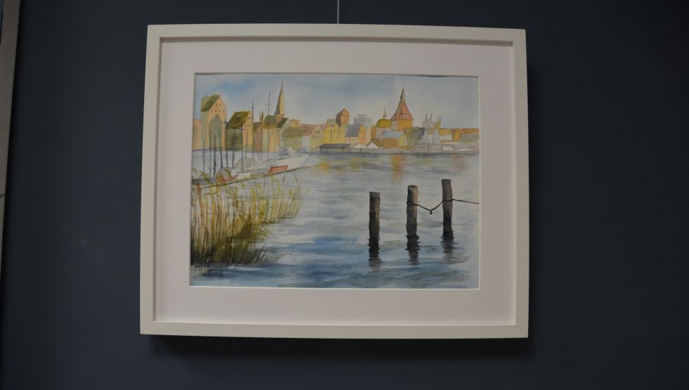 Blick auf Rostock, Aquarell © Rita Waack